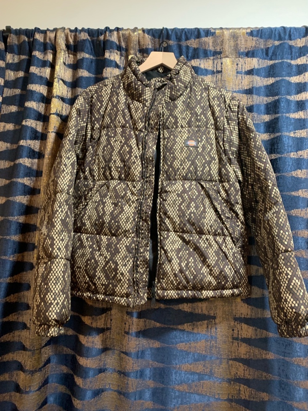 Dickies Camden Snake-Print Puffer Jacket - Black & Brown